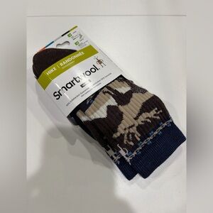 Smartwool Men's Medium Hike Mountain Moose Crew Socks Navy NWT Light Cushion